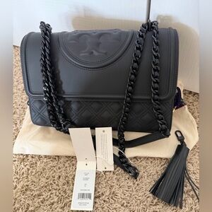 Tory Burch Black Quilted Shoulder/Crossbody Bag